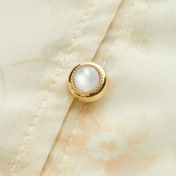 Commense Cream Floral Chiffon Long Sleeve Dress - Picture 5 of 8